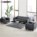 Foshan HAOSEN furniture office/home Living Room Modern leather sofa set (PU leather Black,SF119)